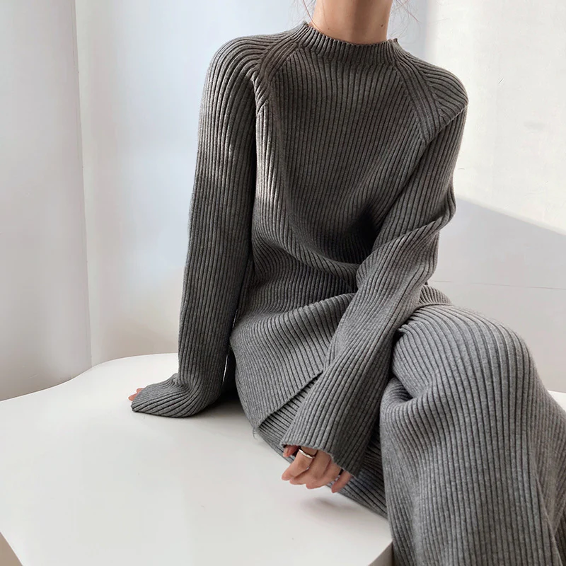 Virginia | Women's Wide Leg Ribbed Knit Set