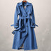Reagan | Women's Double Breasted Trench Coat - Blue