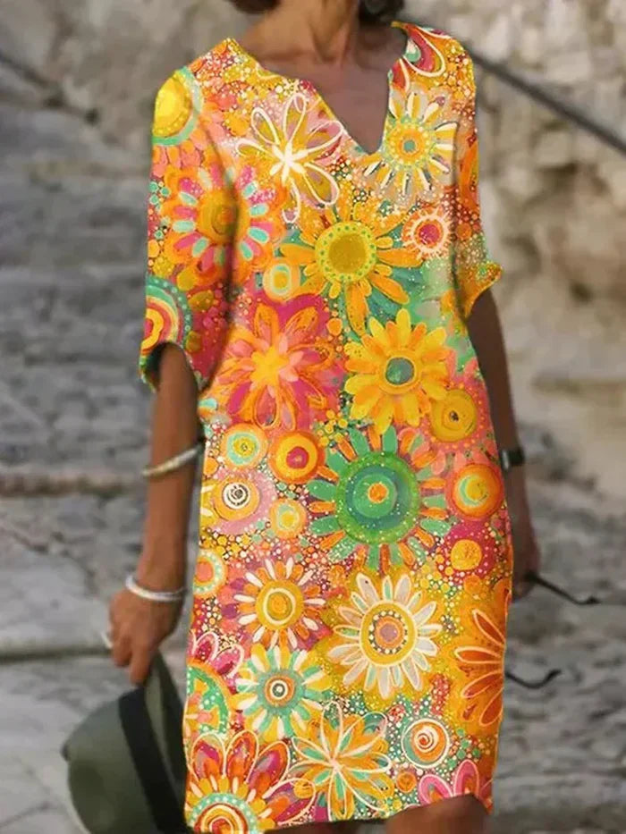 Felicia | Floral Radiant Dress - Vibrant Elegance