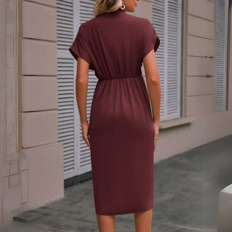 Denise | Elegant Draped Midi Dress