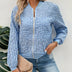 Marina | Women's Zip-Up Textured Bomber Jacket - Light Blue