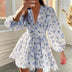 Pamela | Elegant Ruffled Summer Dress with V-Neck - Blue