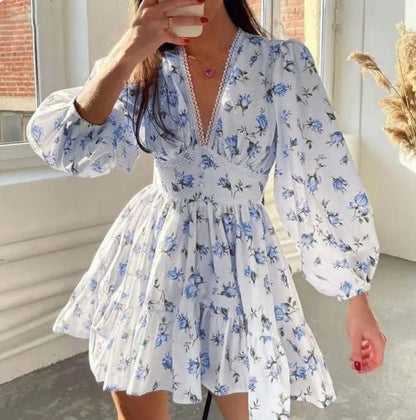 Pamela | Elegant Ruffled Summer Dress with V-Neck
