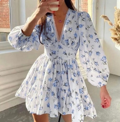 Pamela | Elegant Ruffled Summer Dress with V-Neck