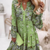 Gabriella | Elegant Boho Floral Print Dress - Green