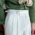 Irving | Men's Pleated Cropped Trousers - White