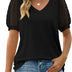 Janne | V-Neck Sleeve Belly Cover Top for Effortless Elegance - Black