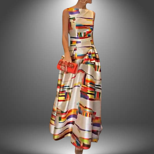 Amy | Elegant Geometric Print Maxi Dress