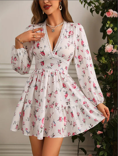 Pamela | Elegant Ruffled Summer Dress with V-Neck