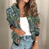 Leah | Women's Printed Zip-Up Bomber Jacket - Light Green