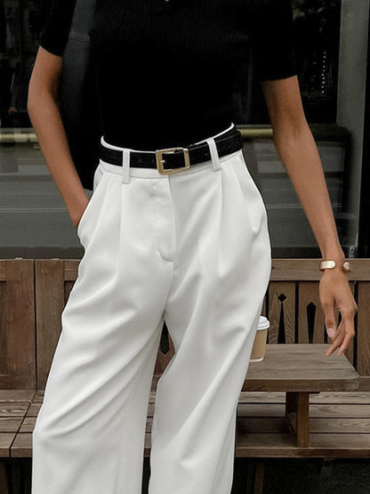 Rosemary | High-Waisted Pleated Wide-Leg Pants in Elegant Style