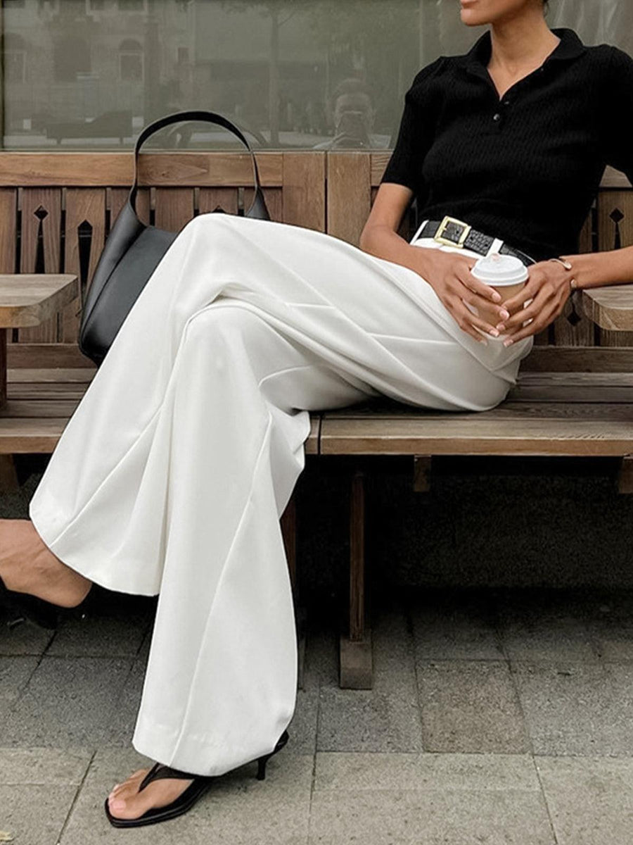 Rosemary | High-Waisted Pleated Wide-Leg Pants in Elegant Style