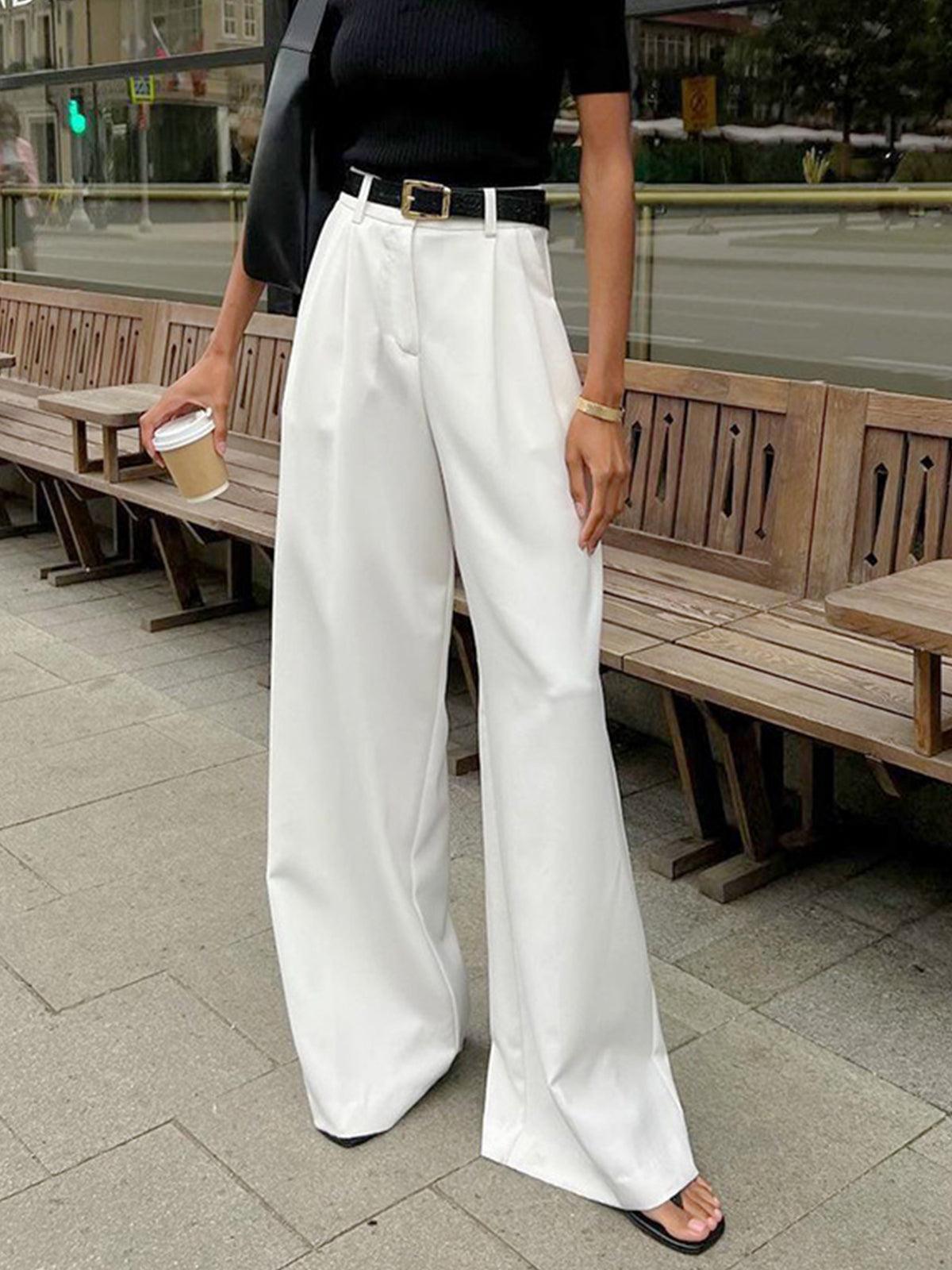 Rosemary | High-Waisted Pleated Wide-Leg Pants in Elegant Style