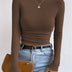 Sage Women's Fitted Waffle Knit Long Sleeve Top - Brown