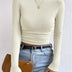 Sage Women's Fitted Waffle Knit Long Sleeve Top - Apricot