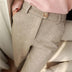Herringbone Pleated Pants - Beige