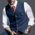 Cameron | Men's Slim Fit Dress Vest in Luxe Fabric - Blue