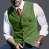 Cameron | Men's Slim Fit Dress Vest in Luxurious Fabric - Green