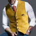 Cameron | Men's Slim Fit Dress Vest in Luxurious Fabric - Yellow