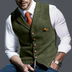 Cameron | Men's Slim Fit Dress Vest in Luxe Fabric - Olive Green