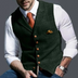 Cameron | Men's Slim Fit Dress Vest in Luxe Fabric - Dark Green