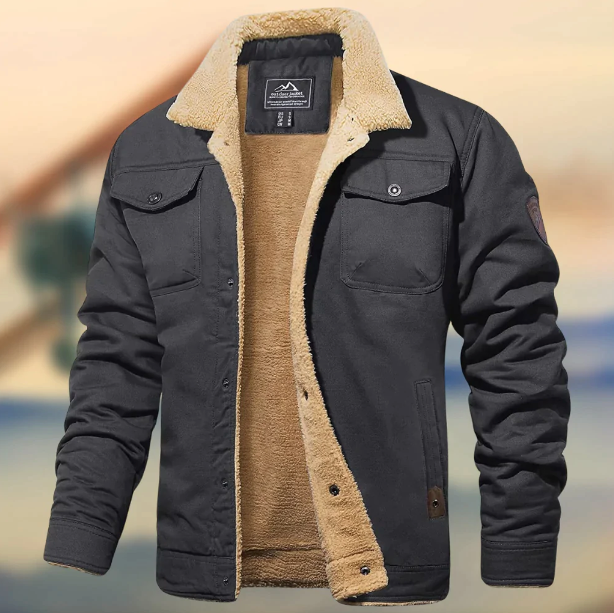 Teddy Men's Sherpa Collar Casual Jacket