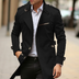 Vincent | Men's Double-Breasted Long Trench Coat - Black