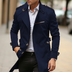 Vincent | Men's Double-Breasted Long Trench Coat - Blue