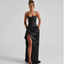 Lucia | Elegant Maxi Dress with High Slit - Black