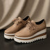 Remy | Women's Platform Lace-Up Oxford Shoes in Luxurious Leather - Beige