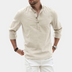 Benjamin | Men's Long Sleeve Casual Shirt in Luxurious Fabric - Beige