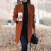 Leanne | Women's Long Collarless Coat in Luxurious Fabric - Caramel