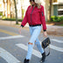 Sheryl | Women's Lightweight Bomber Jacket - Wine Red