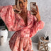 Ivy | Women's Elegant Flowy Two-Piece Shorts and Blouse Set - Red