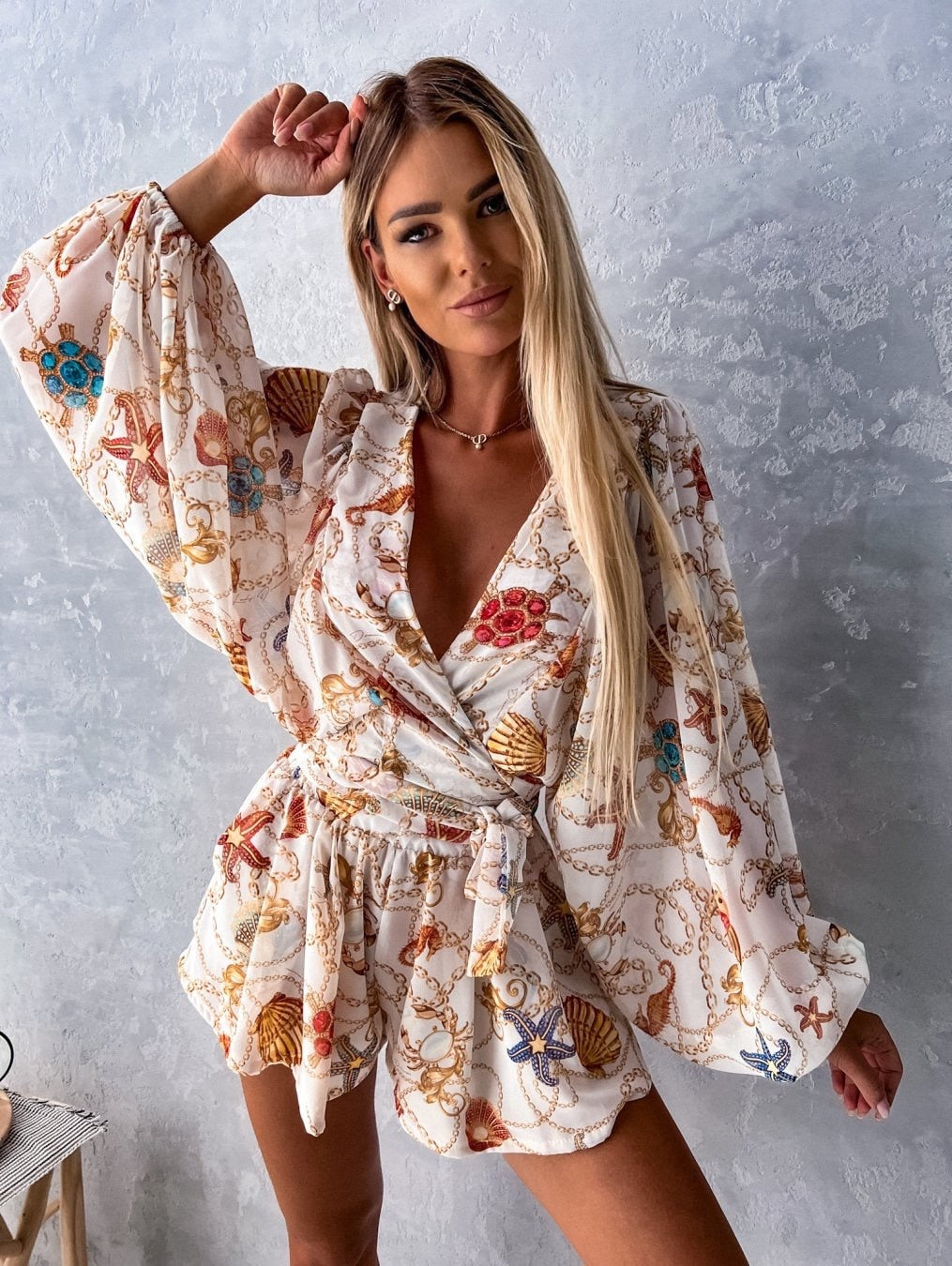 Ivy | Women's Elegant Flowy Two-Piece Shorts and Blouse Set