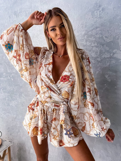 Ivy | Women's Elegant Flowy Two-Piece Shorts and Blouse Set