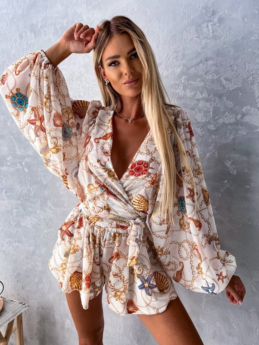 Ivy | Women's Elegant Flowy Two-Piece Shorts and Blouse Set