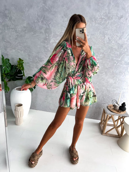 Ivy | Women's Elegant Flowy Two-Piece Shorts and Blouse Set