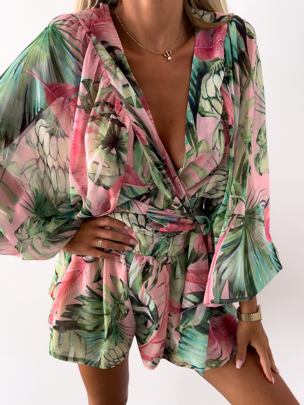Ivy | Women's Elegant Flowy Two-Piece Shorts and Blouse Set