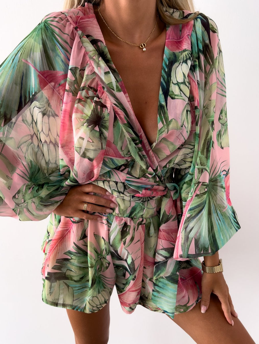 Ivy | Women's Elegant Flowy Two-Piece Shorts and Blouse Set