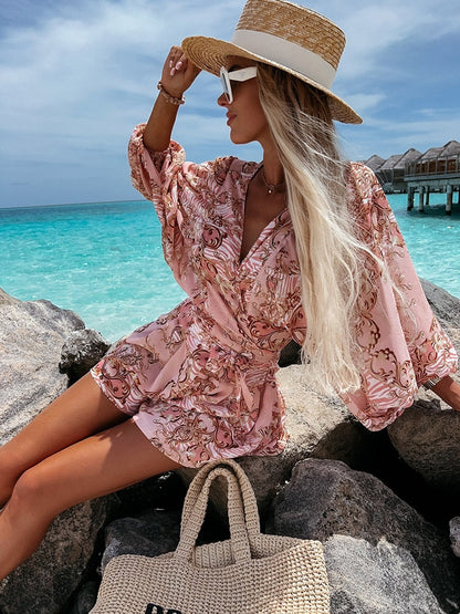 Ivy | Women's Elegant Flowy Two-Piece Shorts and Blouse Set