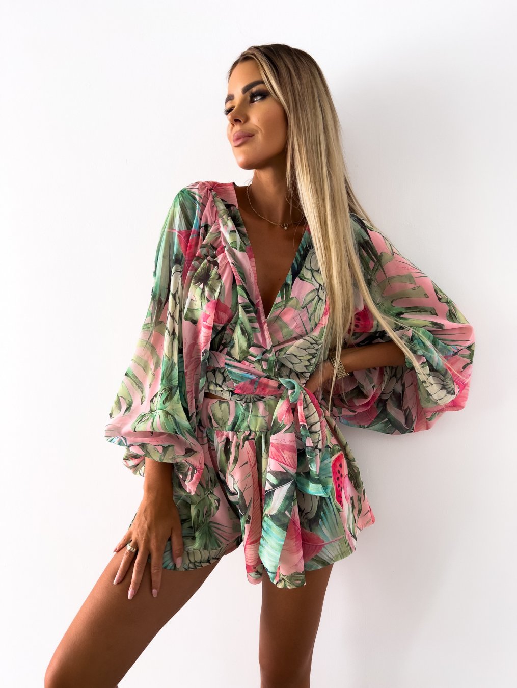 Ivy | Women's Elegant Flowy Two-Piece Shorts and Blouse Set