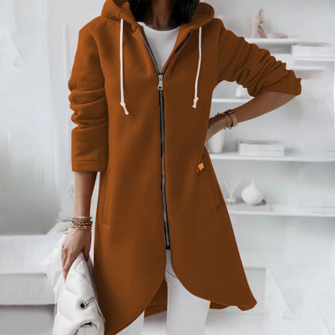 Zoe | Women's Longline Hooded Jacket in Luxurious Fabric