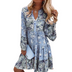 Gabriella | Elegant Boho Floral Print Dress - Blue