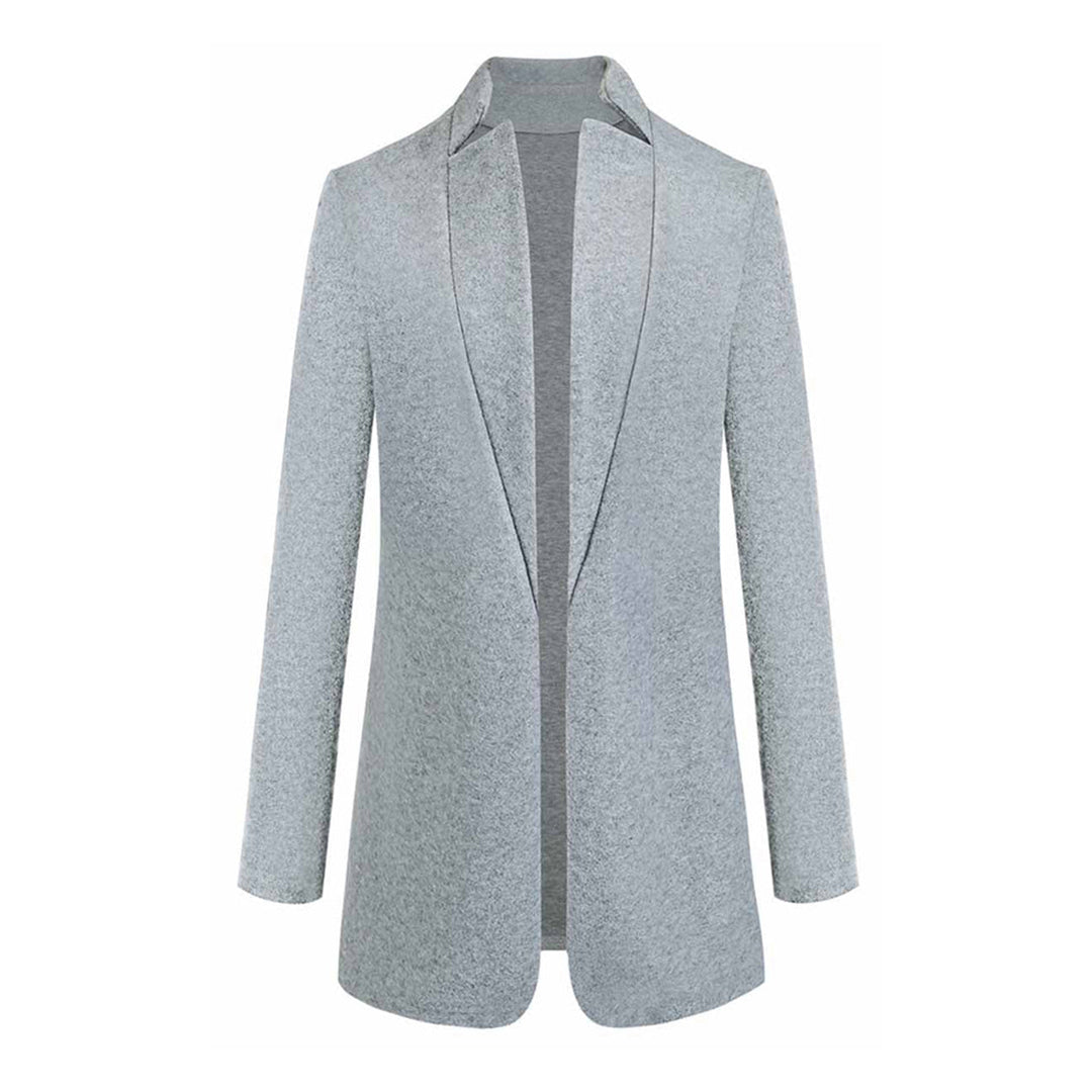 Leanne | Women's Long Collarless Coat in Luxurious Fabric