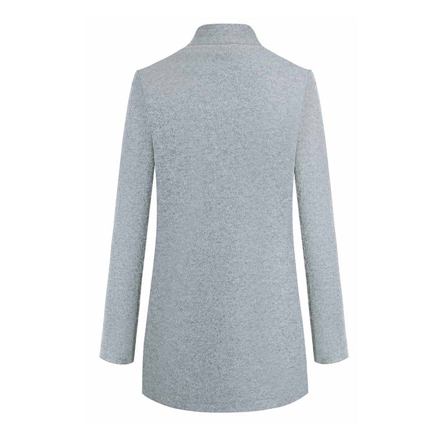 Leanne | Women's Long Collarless Coat in Luxurious Fabric