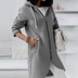 Zoe | Women's Longline Hooded Jacket in Luxurious Fabric - Gray