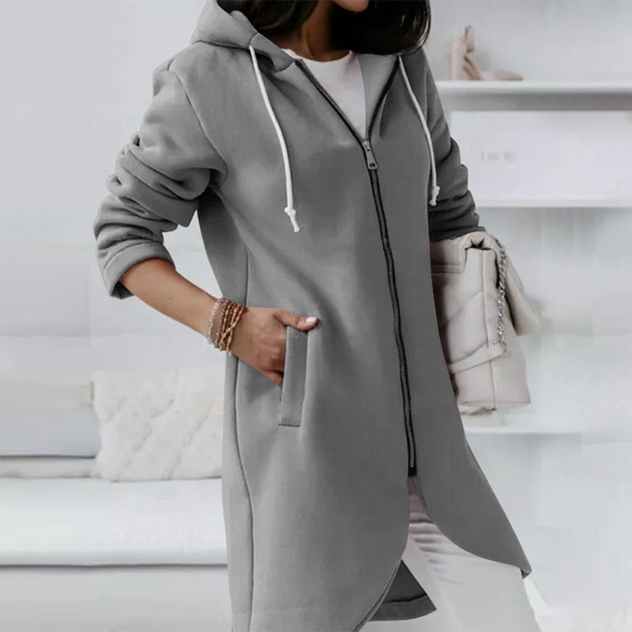 Zoe | Women's Longline Hooded Jacket in Luxurious Fabric