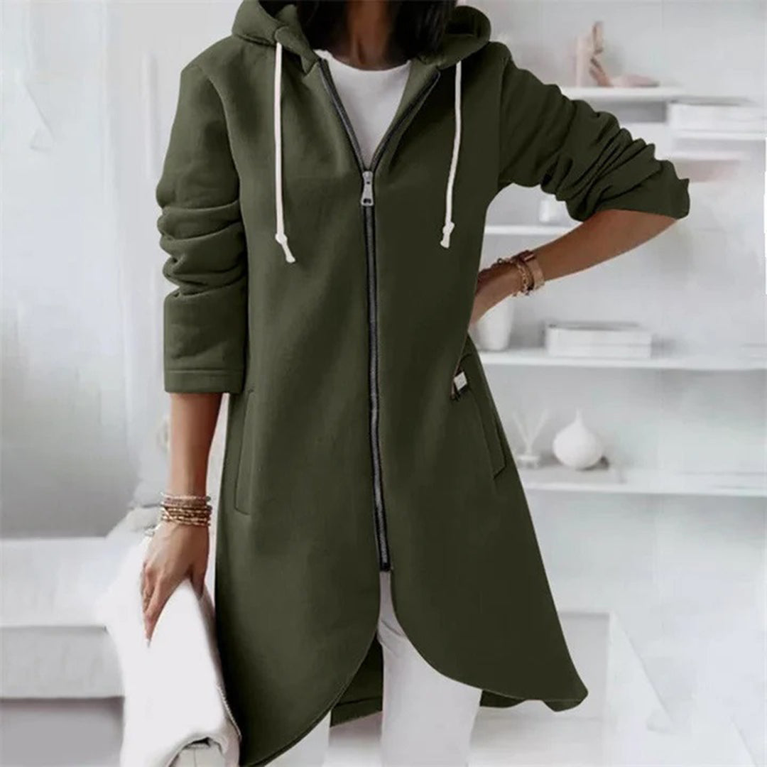 Zoe | Women's Longline Hooded Jacket in Luxurious Fabric