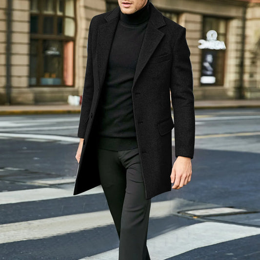 Keith | Men's Single-Breasted Long Overcoat